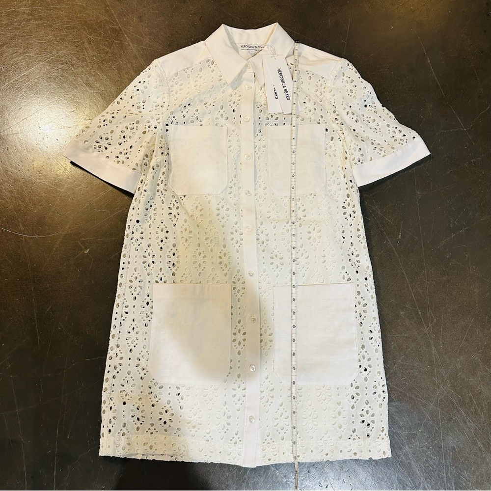NWT Veronica Beard Rafaela White Eyelet Lace Mini Dress - Size 4 - Picture 12 of 14